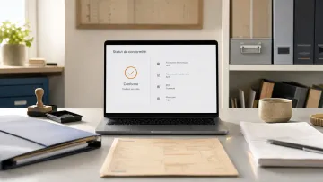 Un artisan vérifie sa conformité sur un ordinateur portable.